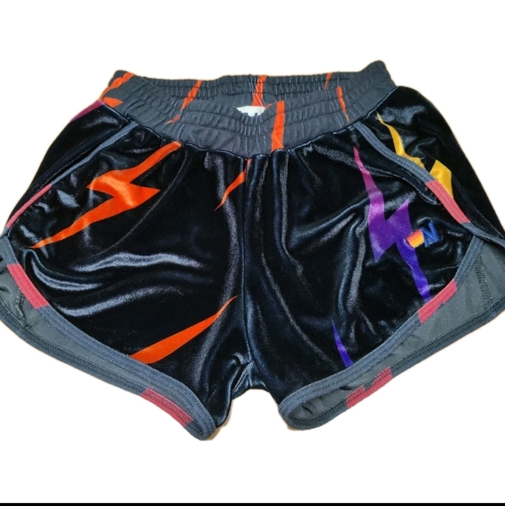 AVIATOR NATION Lightning Bolts Velvet Jogger Shorts Black Size Small £
